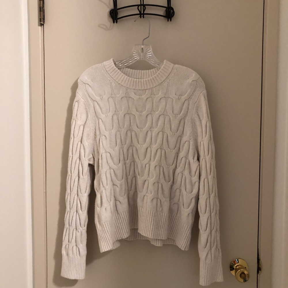 a new day Cream Cable Knit Crewneck Sweater